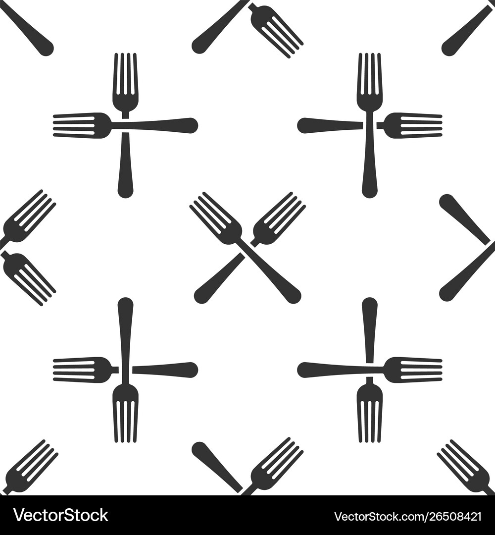 Grey crossed fork icon isolated seamless pattern Vector Image