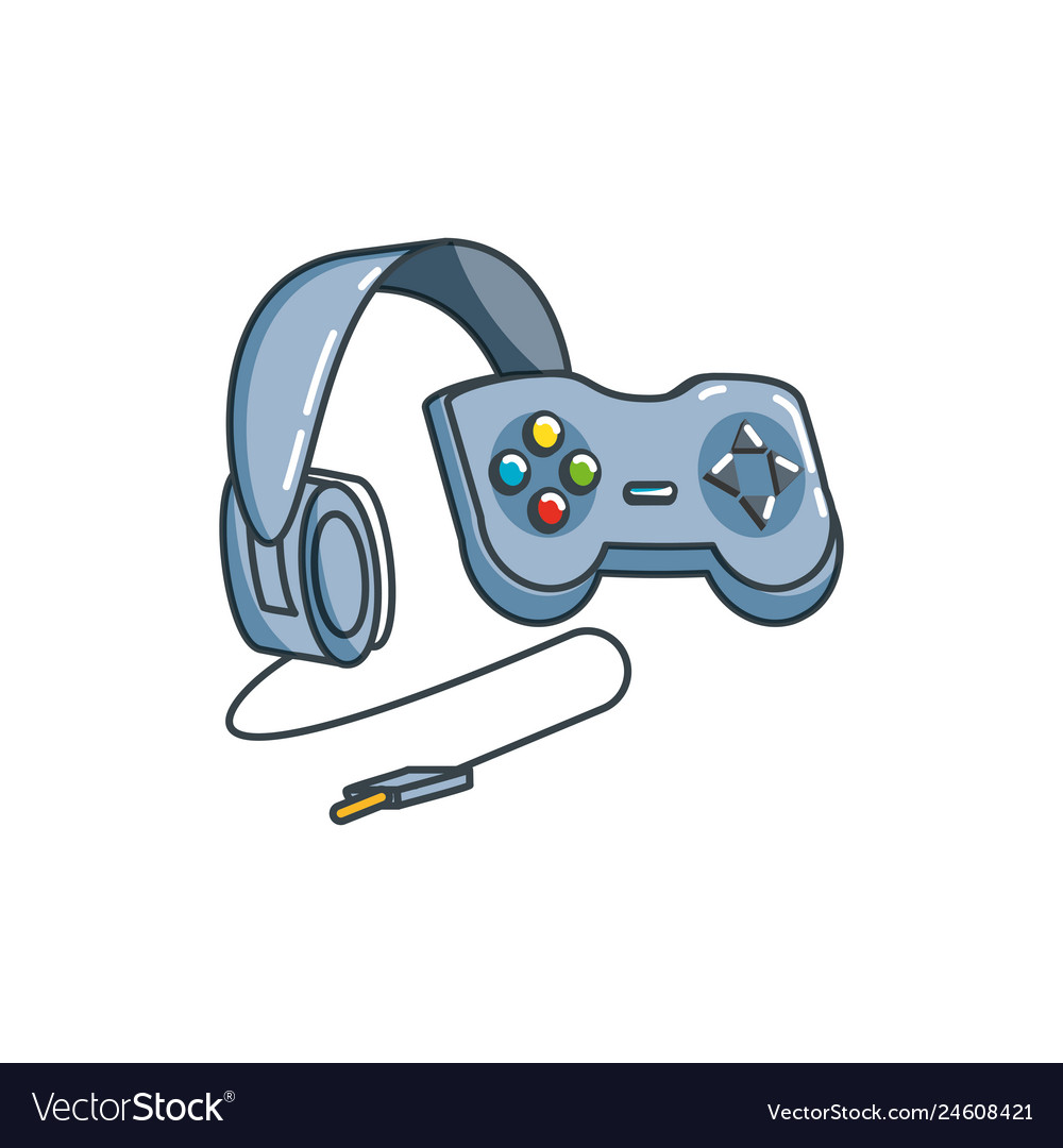 Headphone device with control game Vector Image Headphone device with control game