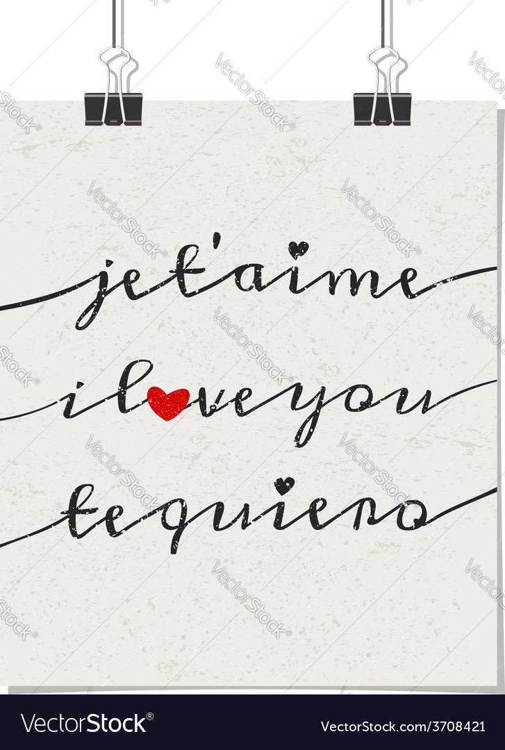 I Love You Poster In French English And Spanish Vector Image