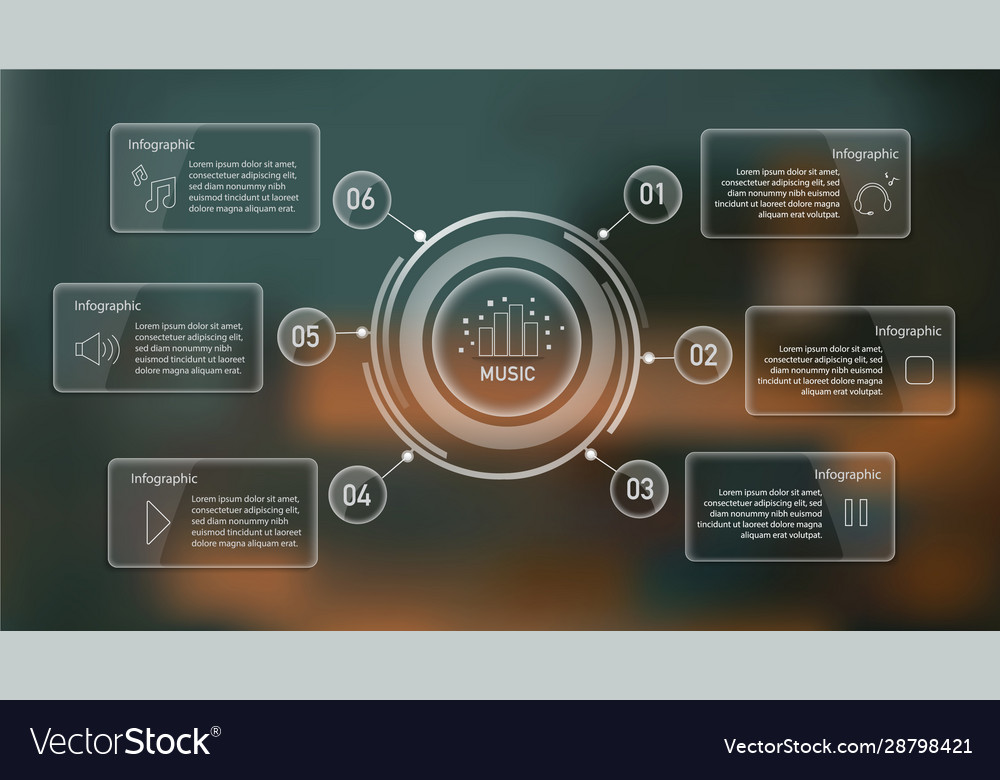 Infographic with mind map and text boxes vector image Infographic with mind map and text boxes