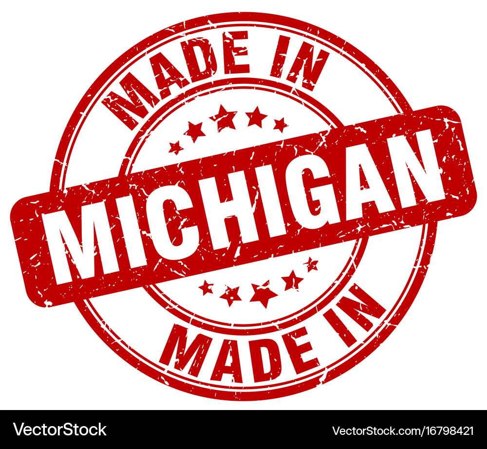 Made in michigan red grunge round stamp Royalty Free Vector