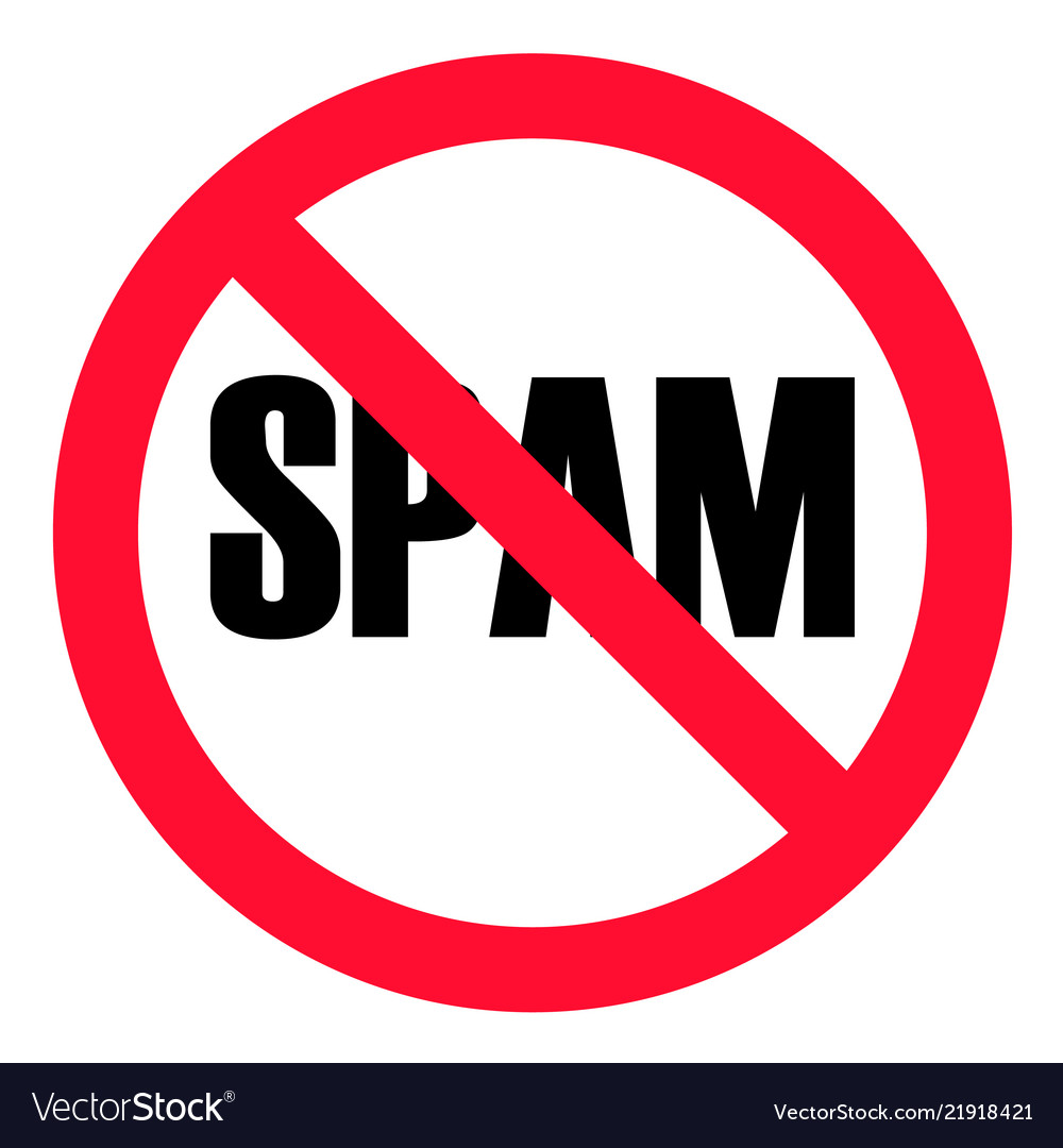 No Spam Sign On White Background Flat Style Anti Vector Image 