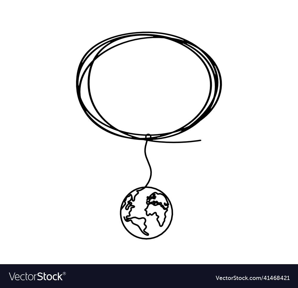 Oval with globe as line drawing on white Vector Image
