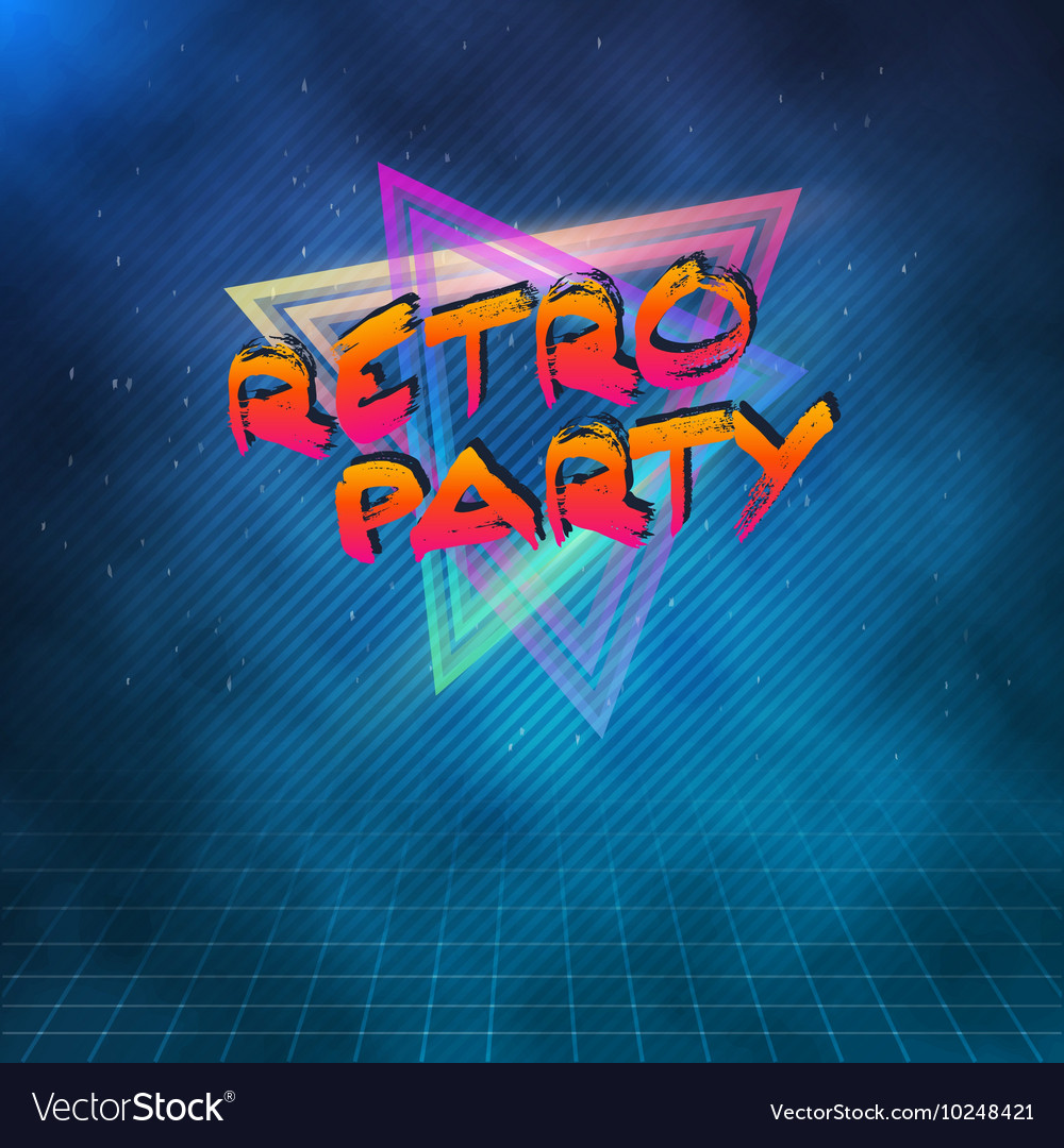 Retro party 1980 neon poster disco 80s Royalty Free Vector