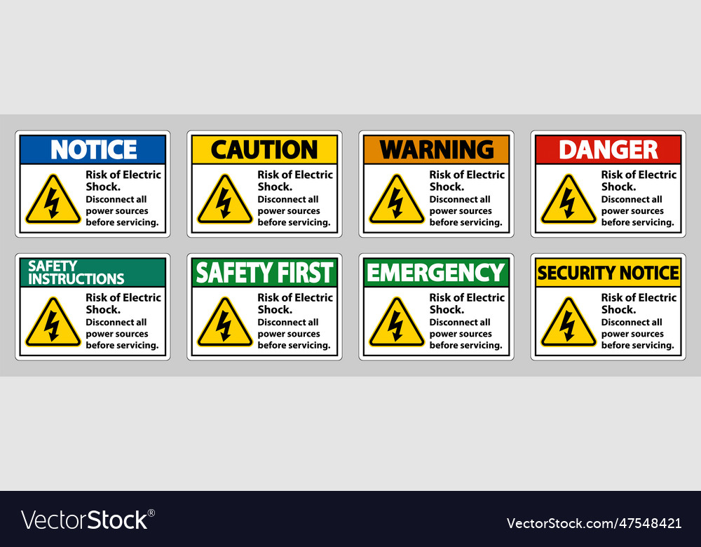 Risk of electric shock symbol sign isolate Vector Image