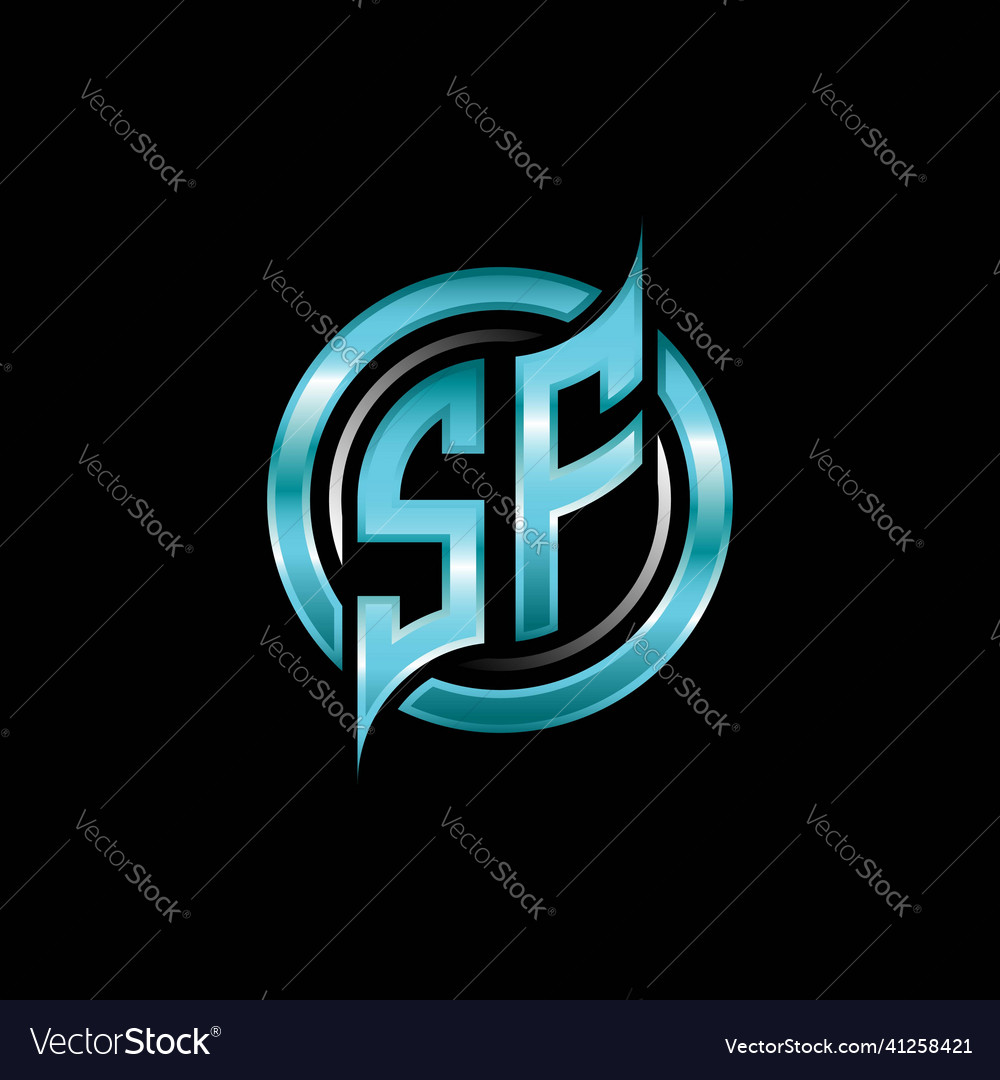 Sf initial monogram logo circle rounded Royalty Free Vector