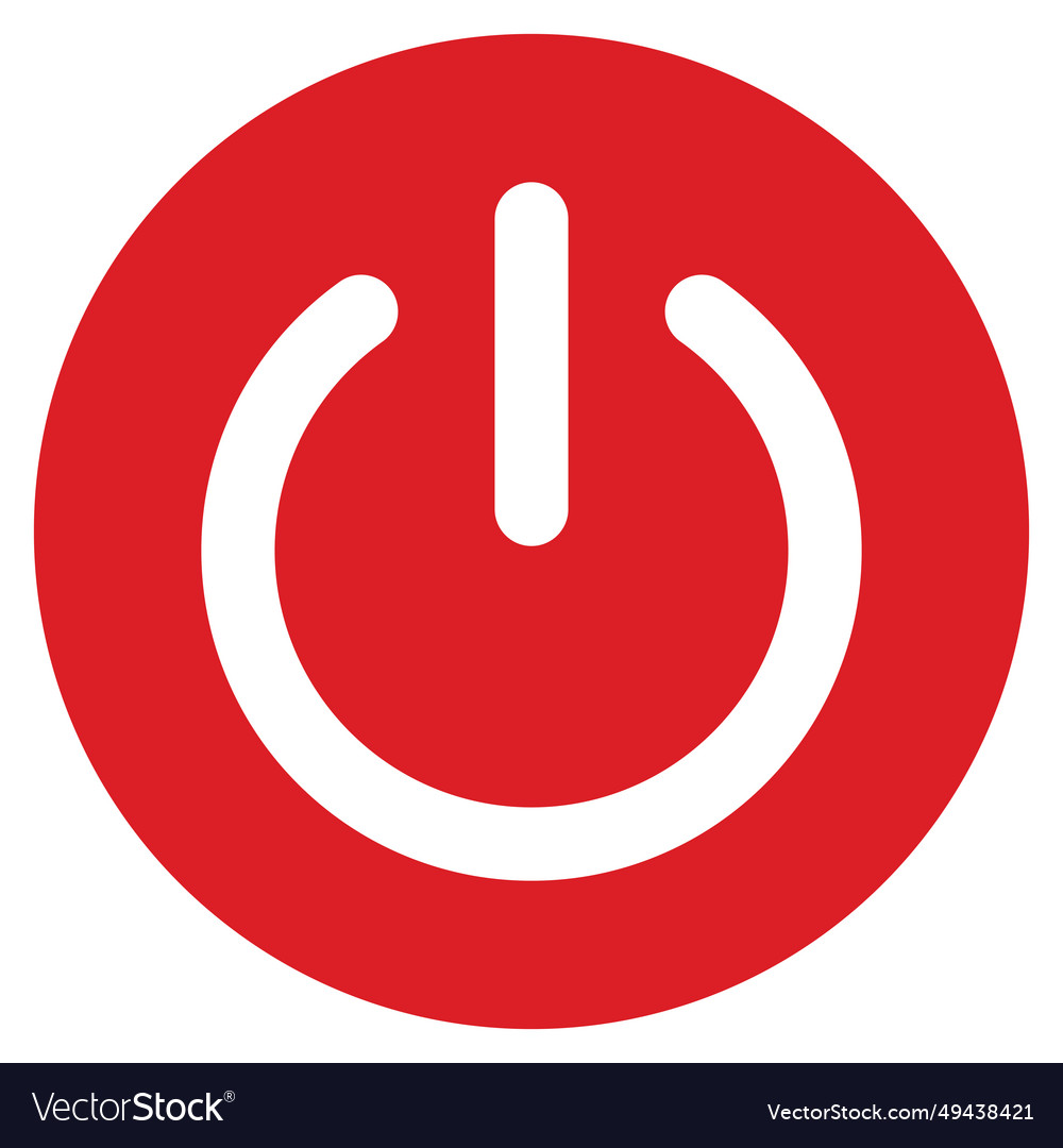 Switch off button red power isolated vector image Switch off button red power isolated