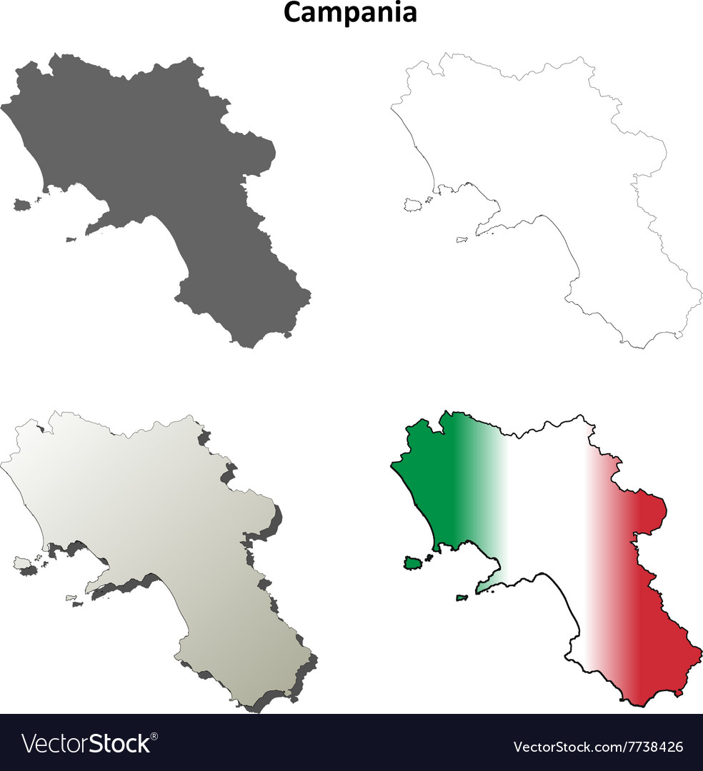 Campania blank detailed outline map set Royalty Free Vector