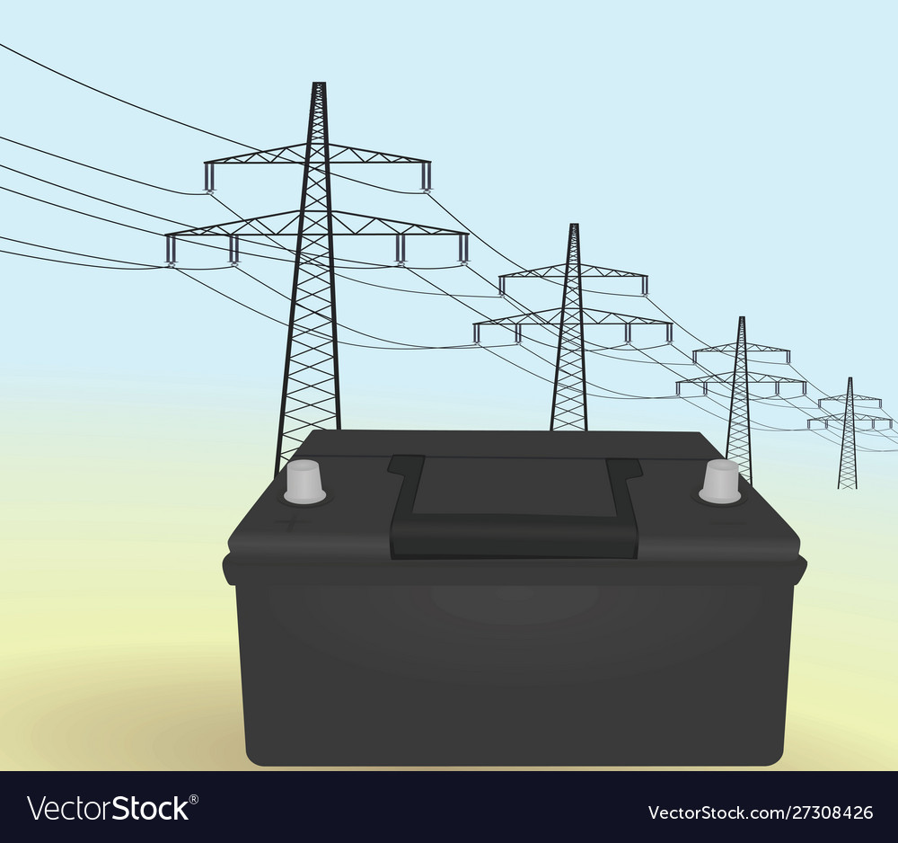 Car battery in front transmission towers