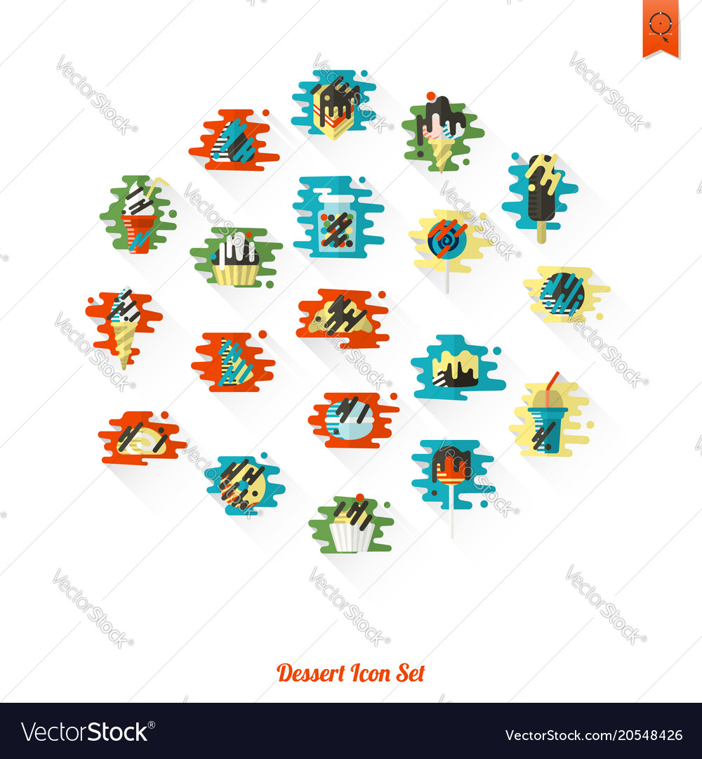 Dessert icon set in modern flat design style