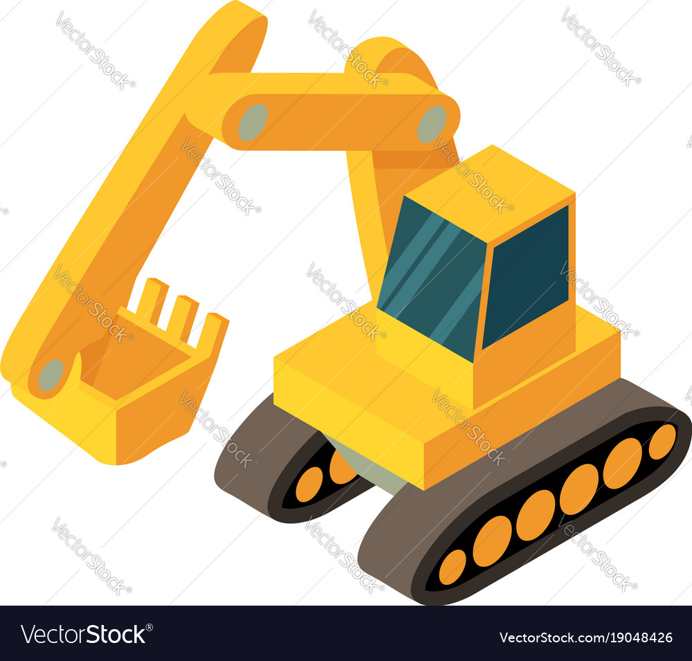 Excavator icon isometric 3d style Royalty Free Vector Image