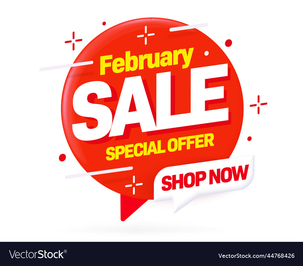 February sale sticker template Royalty Free Vector Image
