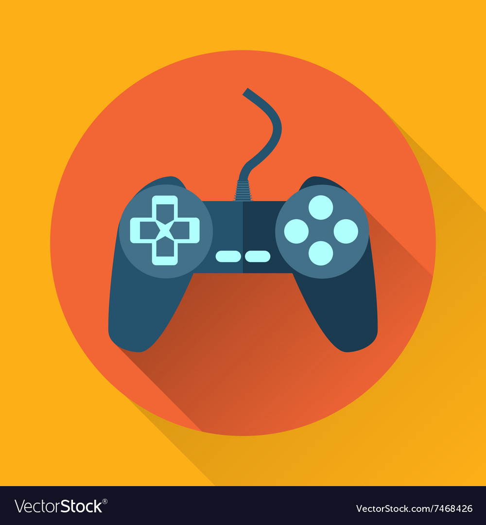 Game controller flat icon with long shadow