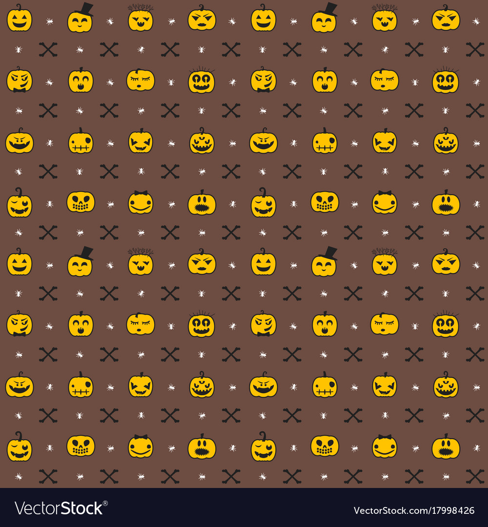Halloween Seamless Pattern - Funny Pumpkins