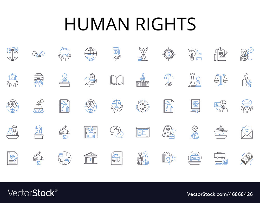 Human rights line icons collection accountability Vector Image