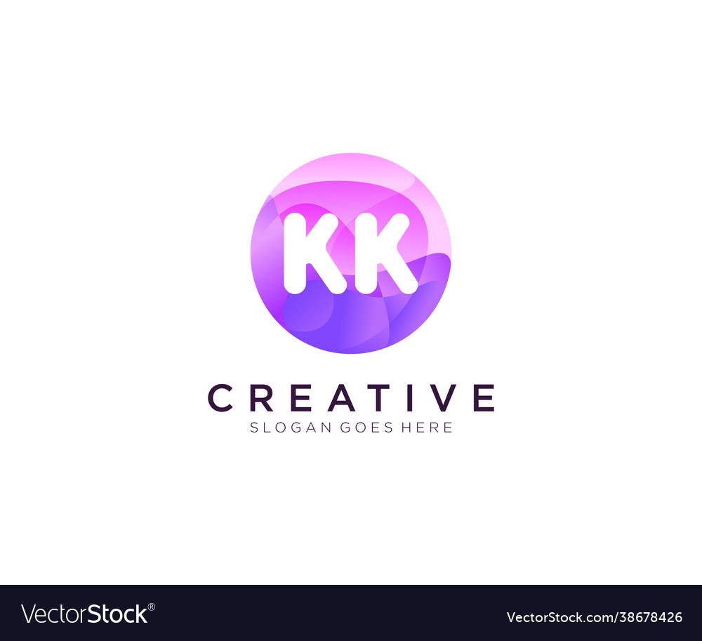 Kk initial logo with colorful circle template Vector Image