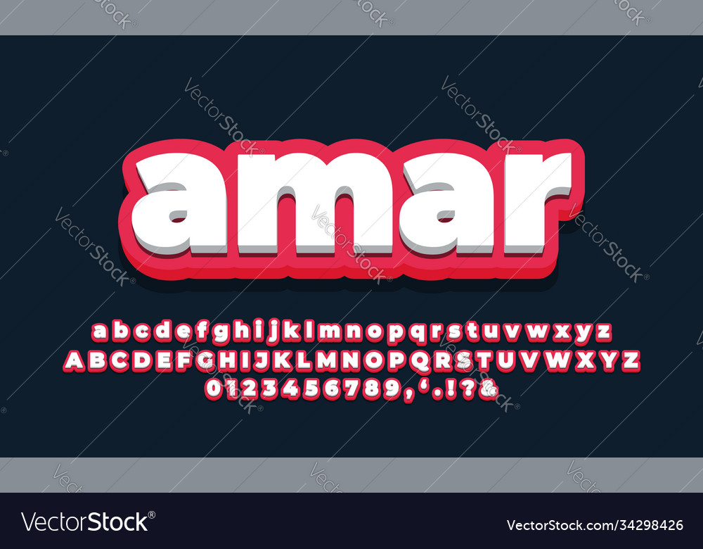 Red soft with white 3d font effect or text styles