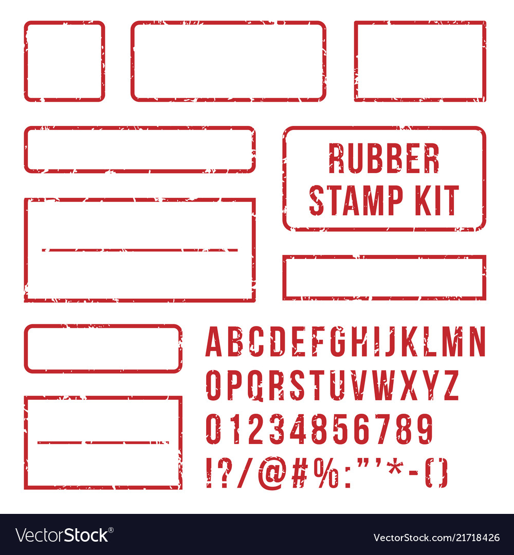 rubber stamp letters red