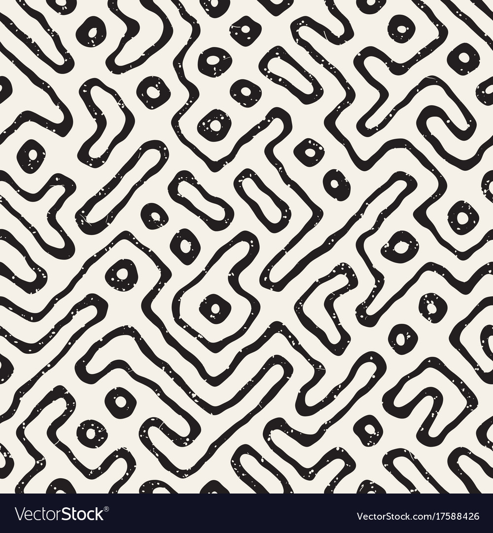 Seamless pattern with maze lines monochrome