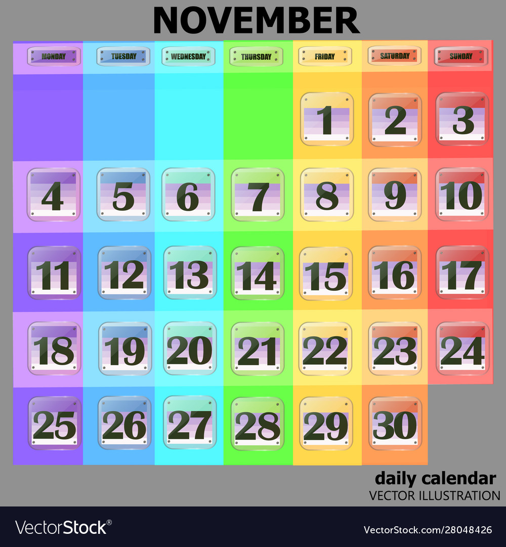 Set buttons with calendar dates for month vector image Set buttons with calendar dates for month