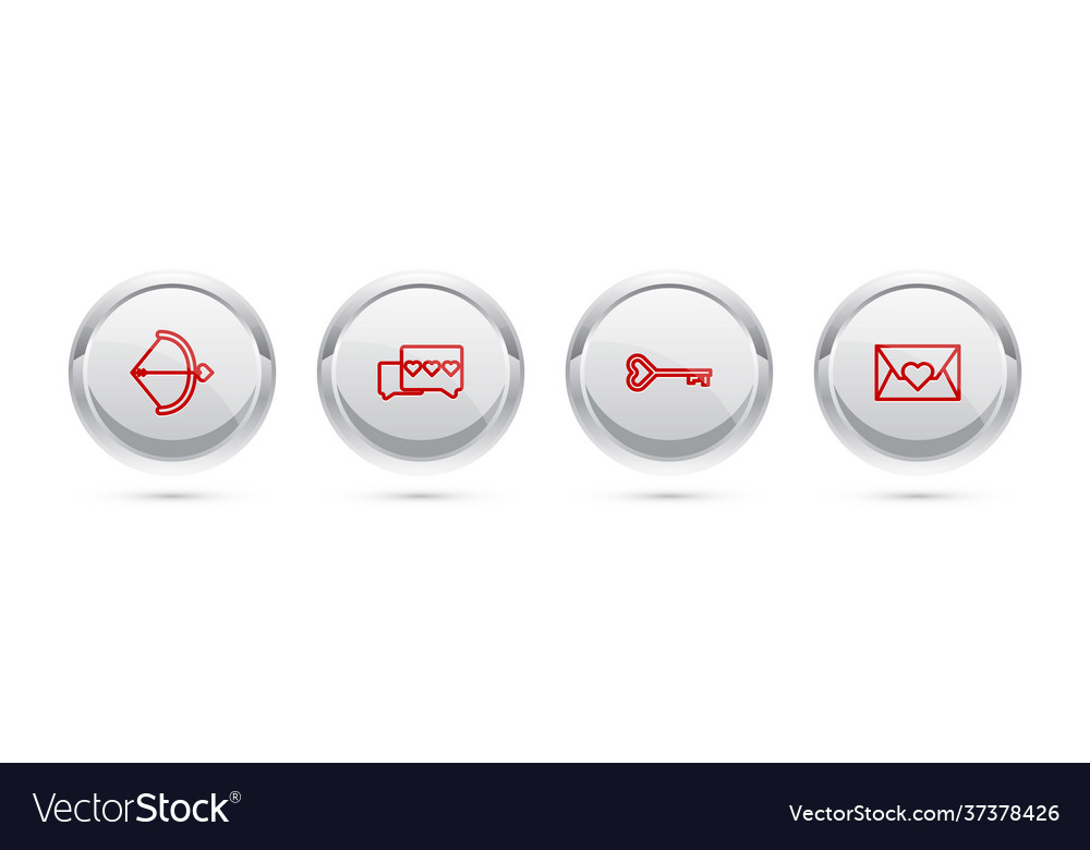 Set line bow and arrow like heart key in shape vector image Set line bow and arrow like heart key in shape