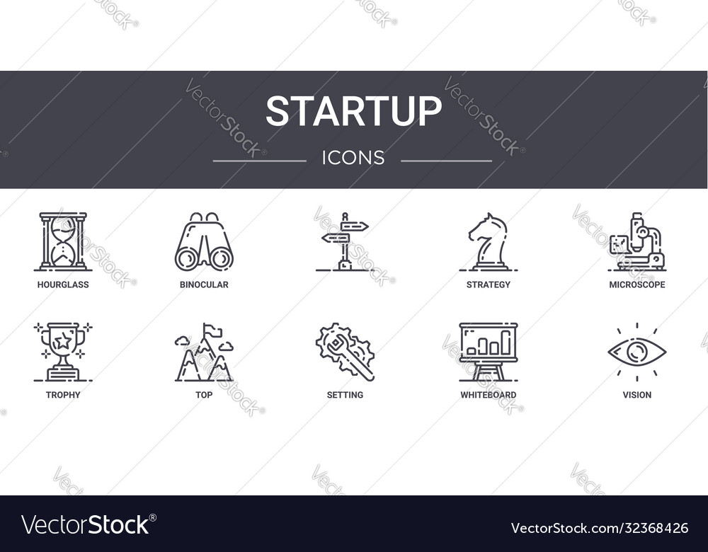 Startup concept line icons set contains vector image Startup concept line icons set contains