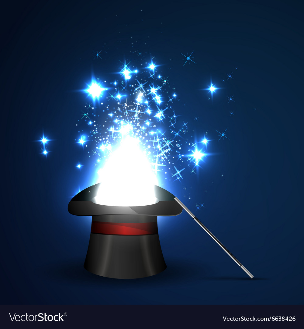 Wand and magical hat Royalty Free Vector Image