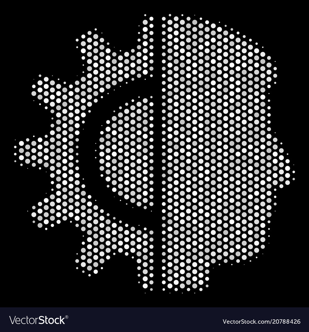 White halftone android robotics icon vector image White halftone android robotics icon