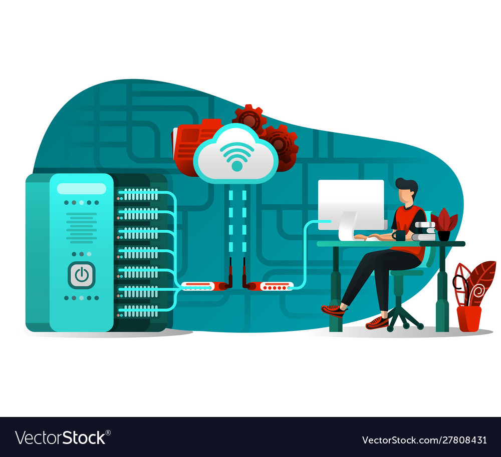 Cloud server interface technology vector image Cloud server interface technology