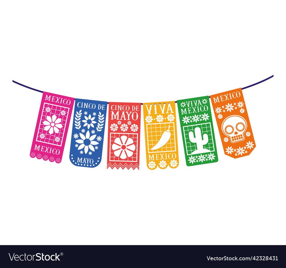 Colored mexican garland Royalty Free Vector Image