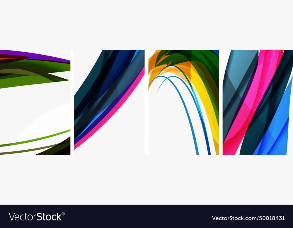 Colorful wave lines poster set for wallpaper Vector Image