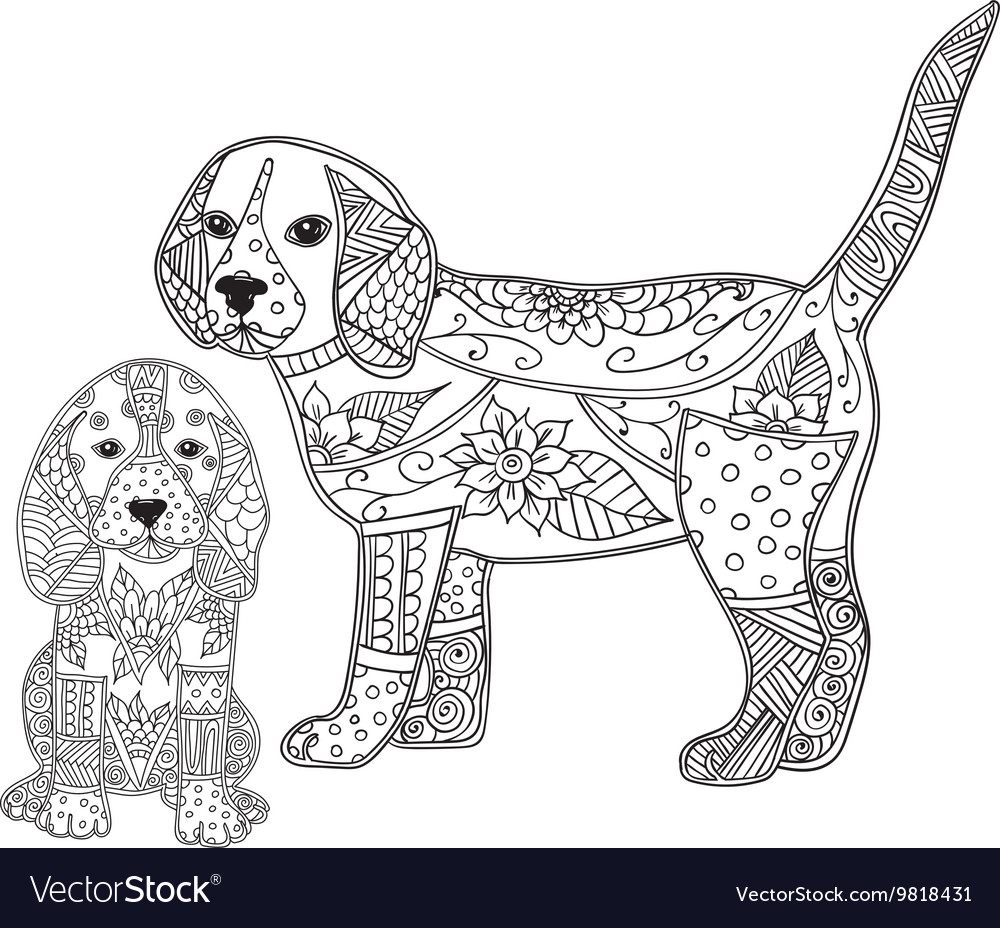Cute Puppy Coloring Page - Antistress Art