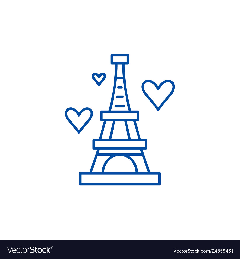 Eiffel tower line icon concept flat