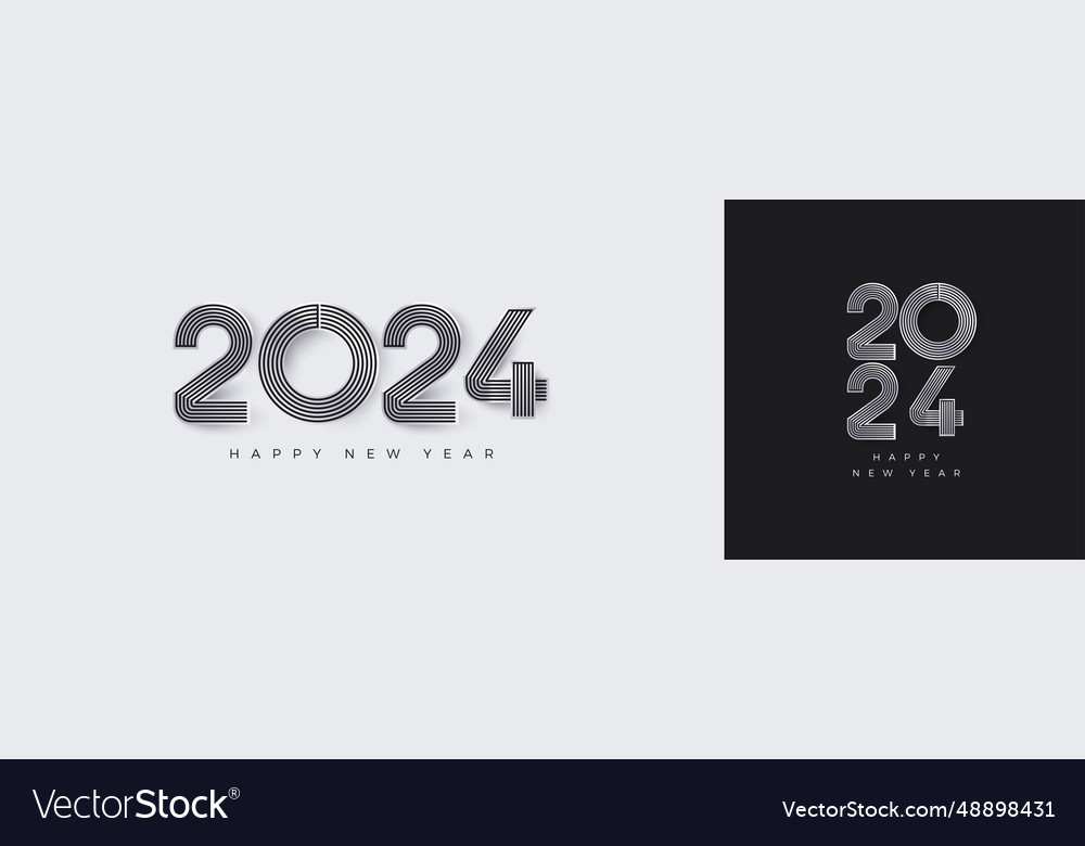 Happy new year style number 2024 with luxurious Vector Image