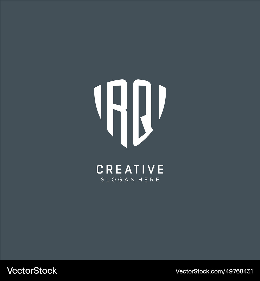 Initials rq logo shield guard shape creative logo Vector Image