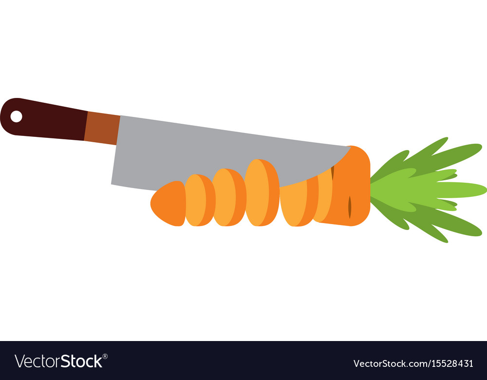 Kitchen knife cutlery with carrot Royalty Free Vector Image