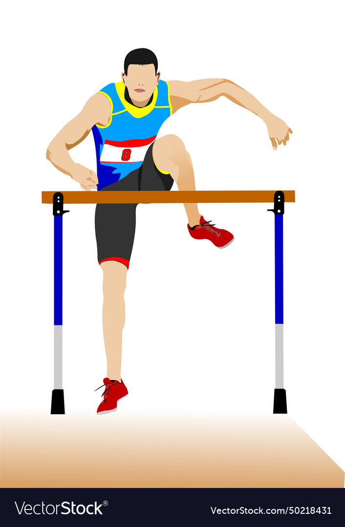 Man running hurdles 3d