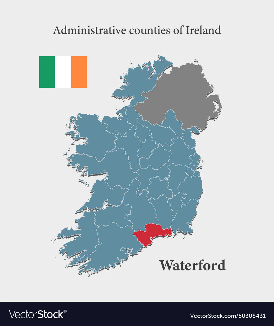 Map ireland county waterford Royalty Free Vector Image