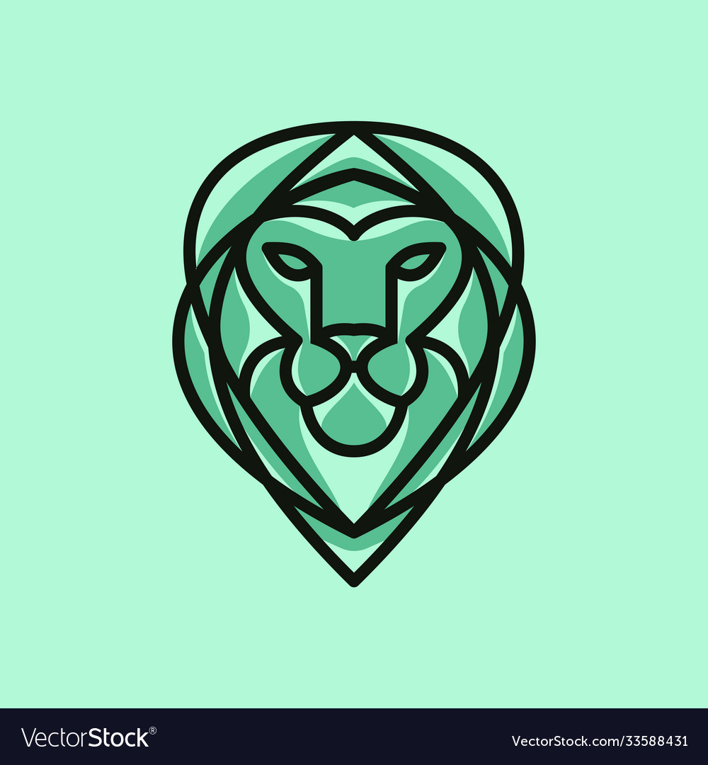 Mascot green lion head logo design Royalty Free Vector Image