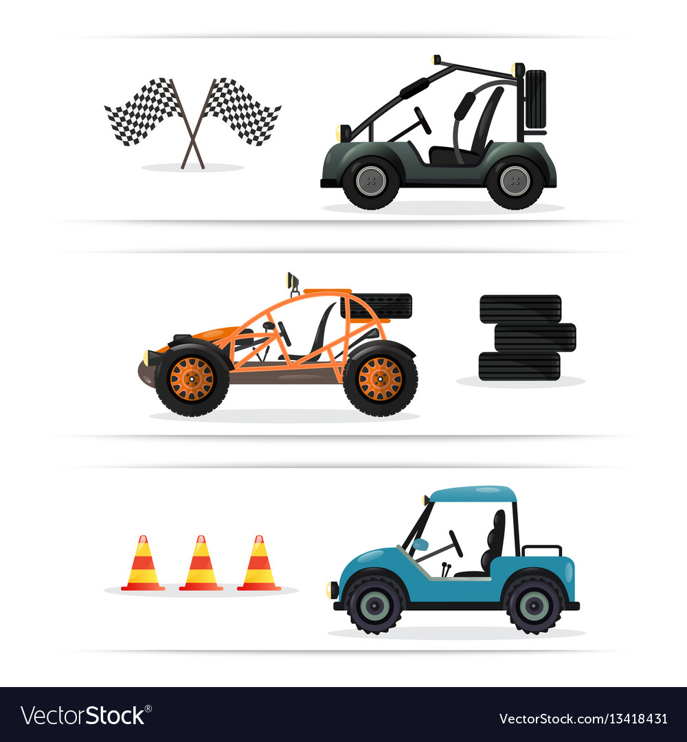 Off road buggy car isolated set Royalty Free Vector Image