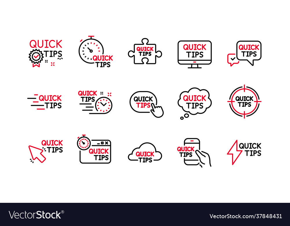 Quick tips line icons helpful tricks solution