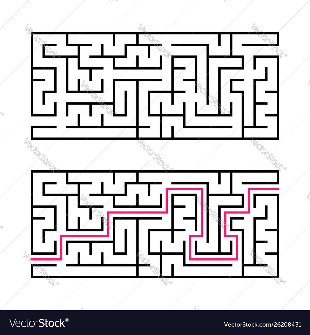 Rectangular labyrinth with a black stroke game vector image Rectangular labyrinth with a black stroke game