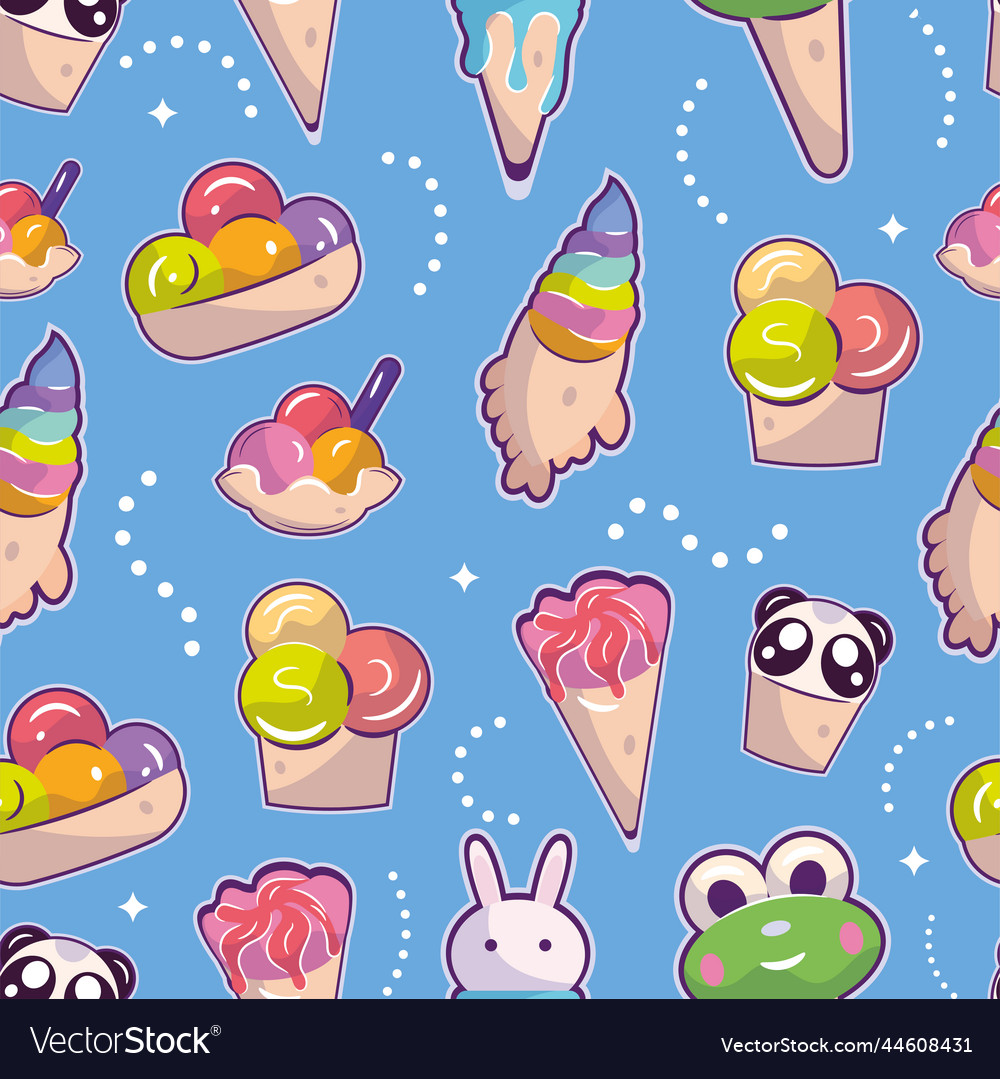 Seamless pattern background with ice cream icons