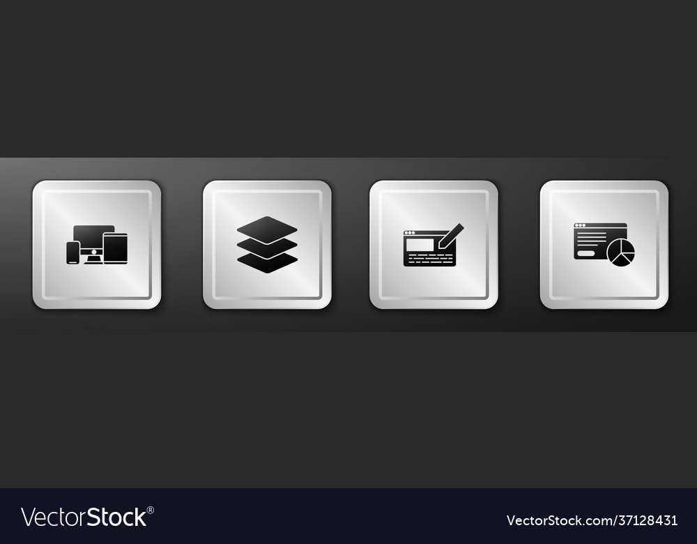 Set monitor mobile tablet layers ui ux design vector image Set monitor mobile tablet layers ui ux design