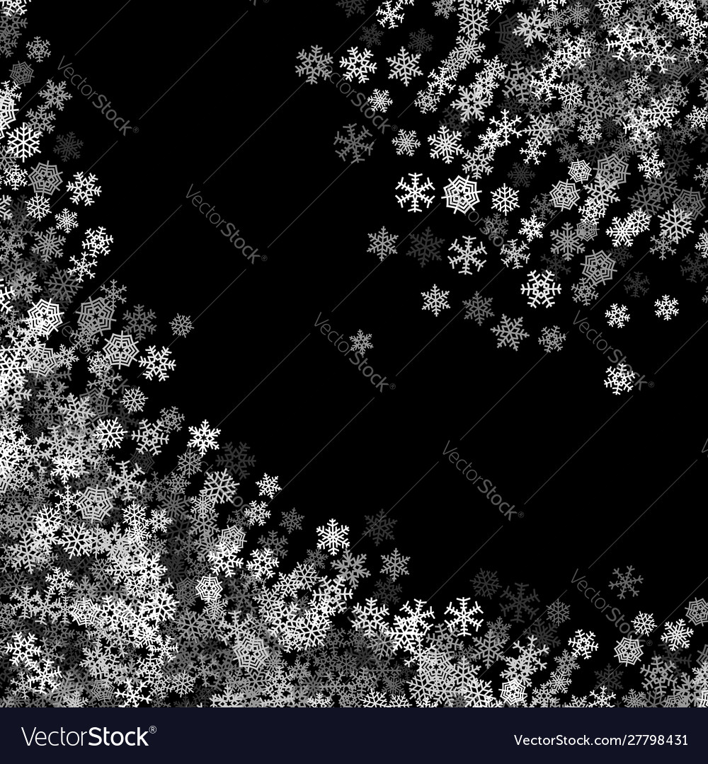 Snowfall with random snowflakes in dark Vector Image Snowfall with random snowflakes in dark