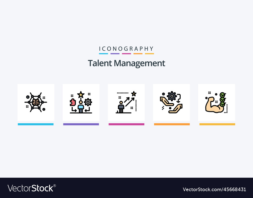 Talent Management Linie gefüllt 5 Icon Pack