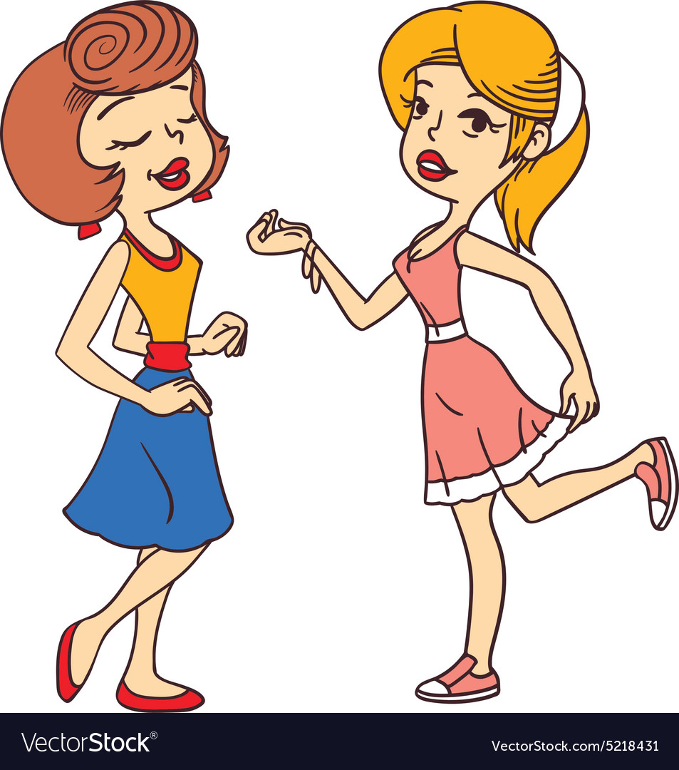 Two standing retro girls