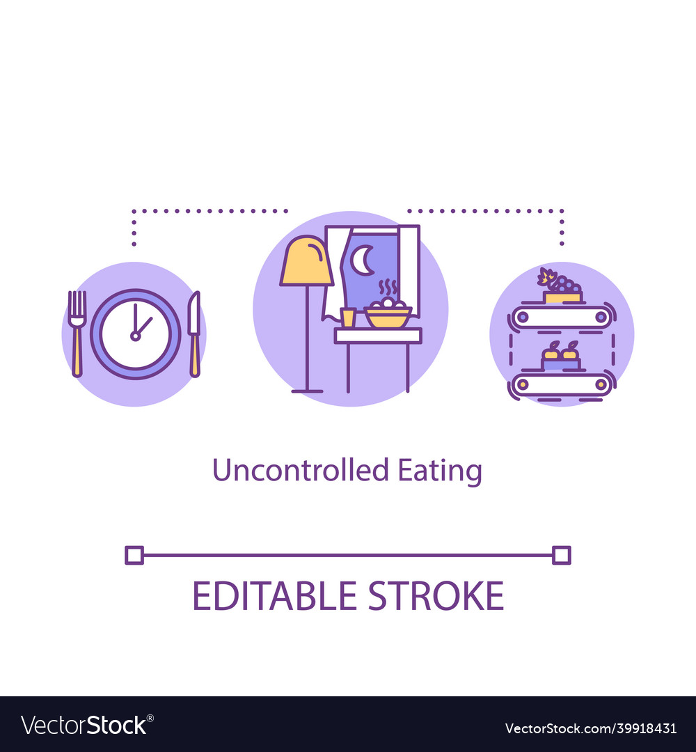 Uncontrolled eating concept icon mindless Vector Image