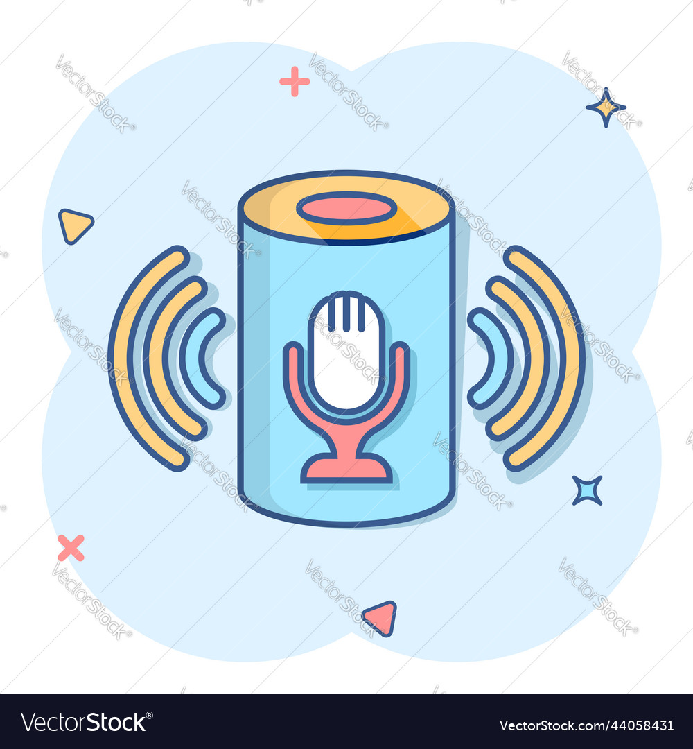 Voice Assistant Icon In Comic Style Smart Home Vector Image