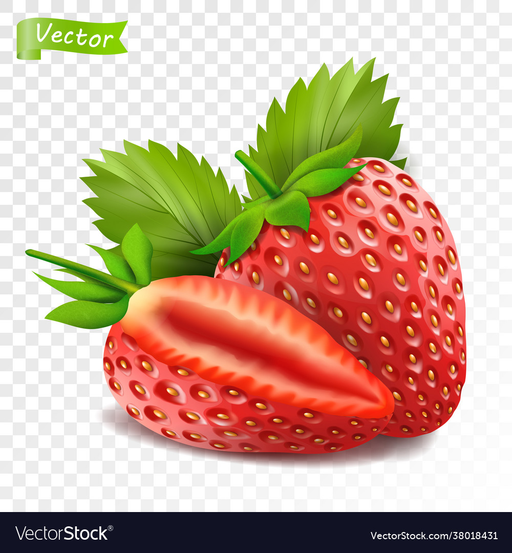 Whole strawberry and sliced half fresh Royalty Free Vector